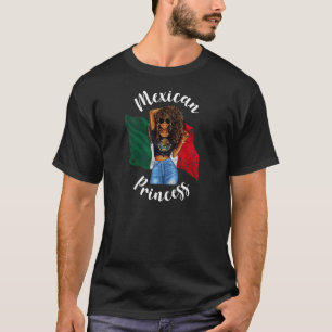 Dames Pretty Afro Mexicaanse Prinses Mexico Vlag B T-shirt