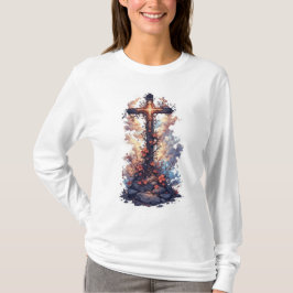 Dames Pretty Christian Cross T-shirt met lange mou
