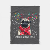 Dames Pugs hond Kerstmis Kerstman Hoed F Kerstmis  Fleece Deken (Voorkant)