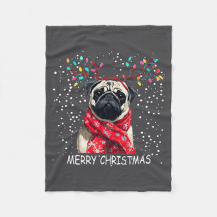 Dames Pugs hond Kerstmis Kerstman Hoed F Kerstmis  Fleece Deken