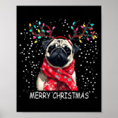 Dames Pugs Hond Kerstmis Kerstman Hoed F Kerstmis  Poster (Voorkant)