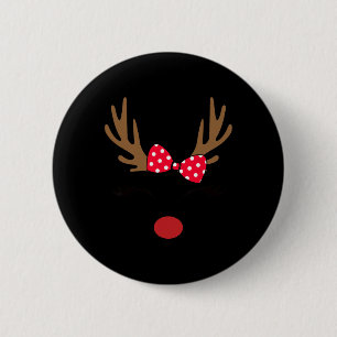 Dames Rendier Gezicht Glas Luipaard Kerst Kostuum Ronde Button 5,7 Cm