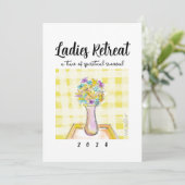 Dames Retreat ontwerp met bloemen op een tafel Kaart (Staand voorkant)