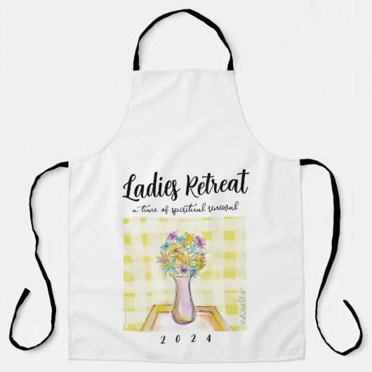 Dames Retreat ontwerp met bloemen op een tafel Schort (Voorkant)