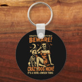 Dames Retro Grappig Skelet Pas Op Beestachtige Hon Sleutelhanger (Voorkant)