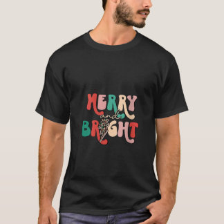 Dames Retro Groovy Merry And Bright Luipaard Licht T-shirt