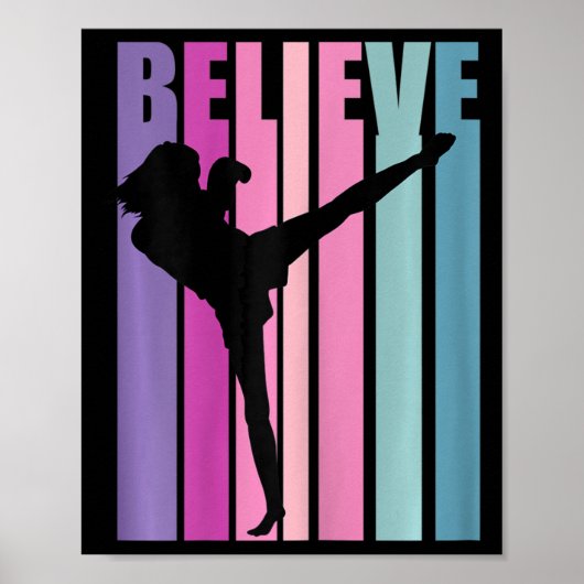 Dames Retro Kickboksen Dames Kickboxer Bokshandsch Poster (Voorkant)