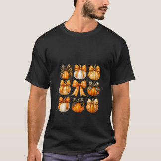 Dames Retro Pompoen Coquette Boogjes Herfst Thanks T-shirt