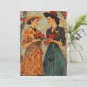 Dames Retro Valentijnsdag Feestdagenkaart (Staand voorkant)