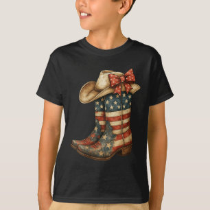 Dames Retro Western Cowboylaarzen Cowgirl Amerikaa T-shirt