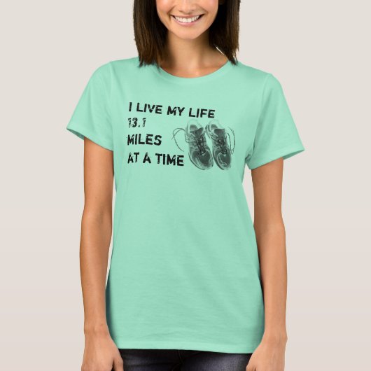 Dames Ringer - Leven 13,1 mijl per keer T-shirt (Voorkant)