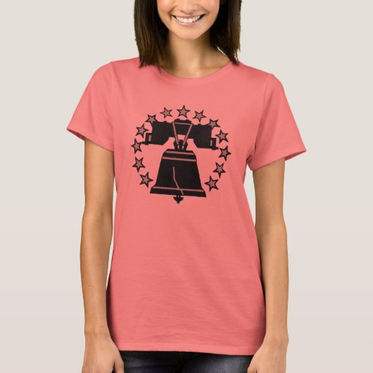 Dames Ringer Liberty Bell T-shirt (Voorkant)
