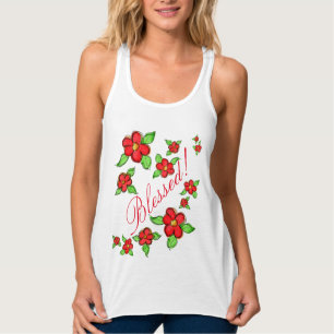 Dames Rode Bloemen Gezegende Tank-Top Tanktop