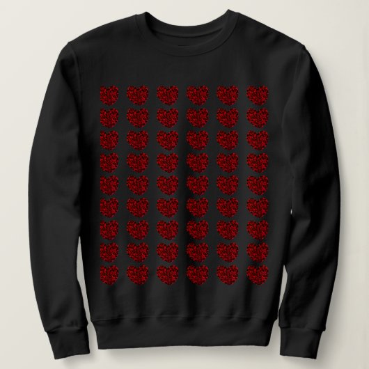 Dames Rode Harten Zwarte Sweatshirt (Design voorkant)