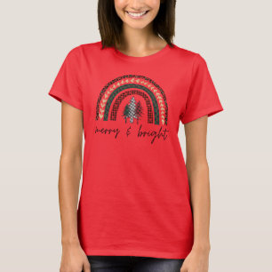 Dames Rode Merry and Bright Kerst T-Shirt