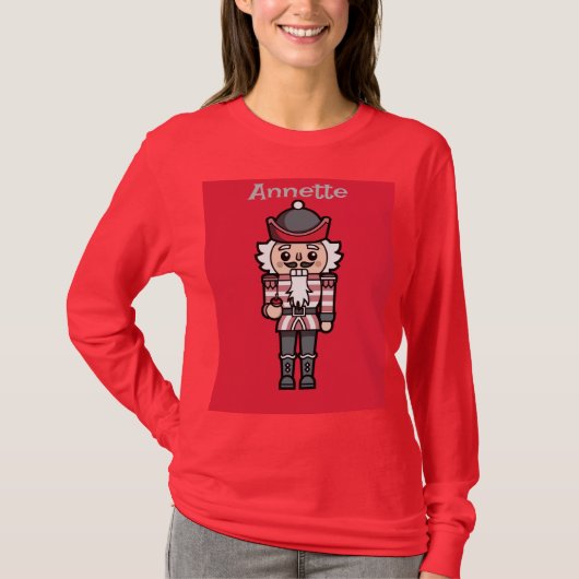 Dames Rode Notenkraker Kerst T-shirt (Voorkant)