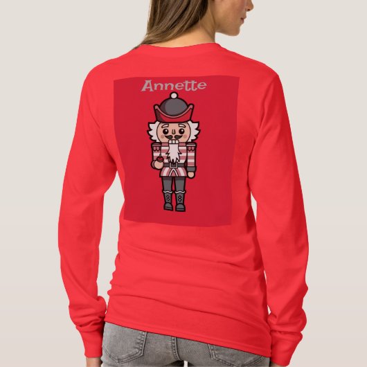 Dames Rode Notenkraker Kerst T-shirt (Achterkant)