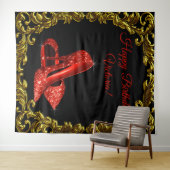 Dames rode schoen verjaardagsfeest L achtergrond Wandkleed (In Situ (horizontaal))