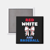 Dames rode witte en honkbal coquette strik magneet (Voorkant / Achterkant)