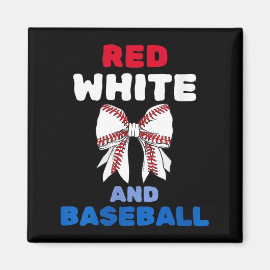 Dames rode witte en honkbal coquette strik magneet (Voorkant)