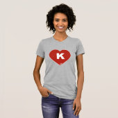 Dames Rood & Wit K-Hart T-shirt met korte mouwen (Voorkant volledig)
