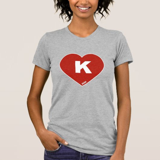Dames Rood & Wit K-Hart T-shirt met korte mouwen (Voorkant)