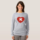 Dames Rood & Wit K-Hart T-shirt met lange mouwen (Voorkant volledig)