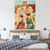  dames roosteren met wijn canvas afdruk (Insitu (Slaapkamer))