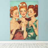  dames roosteren met wijn canvas afdruk (Insitu (Houten vloer))