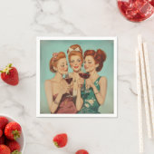  dames roosteren met wijn servet (Insitu)