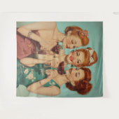  dames roosteren met wijn wandkleed (Voorkant (horizontaal))