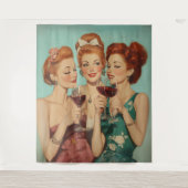  dames roosteren met wijn wandkleed (Voorkant)