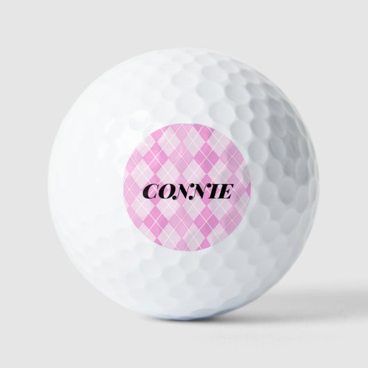 Dames roze Argyle Golf Balls Golfballen (Voorkant)