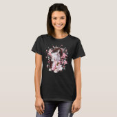 Dames Roze Bloem Voor Kat T-shirt (Voorkant volledig)