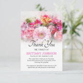 Dames Roze Bloemendodenmis Bedankkaart (Staand voorkant)