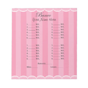 Dames roze bunco-pagina notitieblok