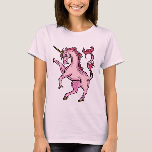 Dames roze eenhoorn t-shirt (Voorkant)