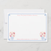 Dames roze en blauwe gember Rozen Nieuw adres Aankondiging (Achterkant)