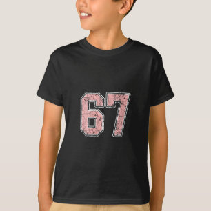 Dames roze en witte nummer 67 jersey speler tenue t-shirt
