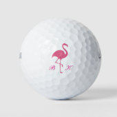 Dames Roze Flamingo Monogram Golfballen (Voorkant)