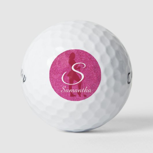 DAMES ROZE GLITTER GOLFBALLEN (Voorkant)