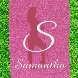 DAMES ROZE GLITTER GOLFHANDDOEK