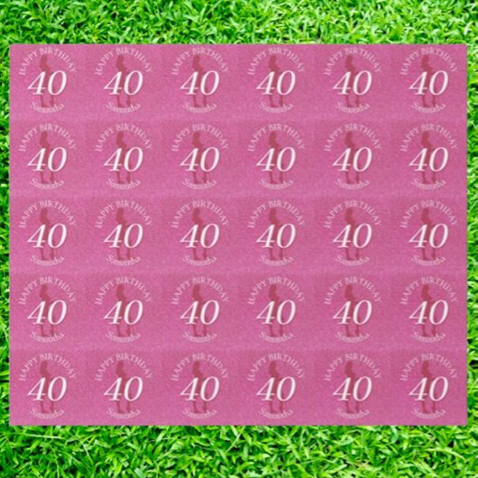 DAMES ROZE GLITTER GROOT VERJAARDAGSFEest Cadeaupapier