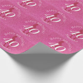 DAMES ROZE GLITTER GROOT VERJAARDAGSFEest Cadeaupapier (Hoek)