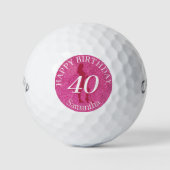 DAMES ROZE GLITTER GROOT VERJAARDAGSFEest Golfballen (Voorkant)