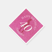 DAMES ROZE GLITTER GROOT VERJAARDAGSFEEST SERVET (Hoek)