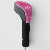 DAMES ROZE GLITTER GROTE VERJAARDAG GOLFHEADCOVER (Schuin)