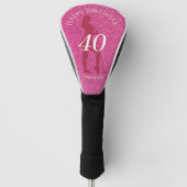 DAMES ROZE GLITTER GROTE VERJAARDAG GOLFHEADCOVER (Voorkant)