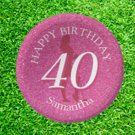 DAMES ROZE GLITTER GROTE VERJAARDAG PAPIEREN KOMMEN