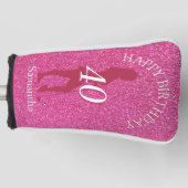 DAMES ROZE GLITTER VERJAARDAG GOLFHEADCOVER (Voorkant)
